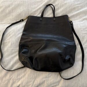 Clare V Convertible backpack and tote black perforated leather